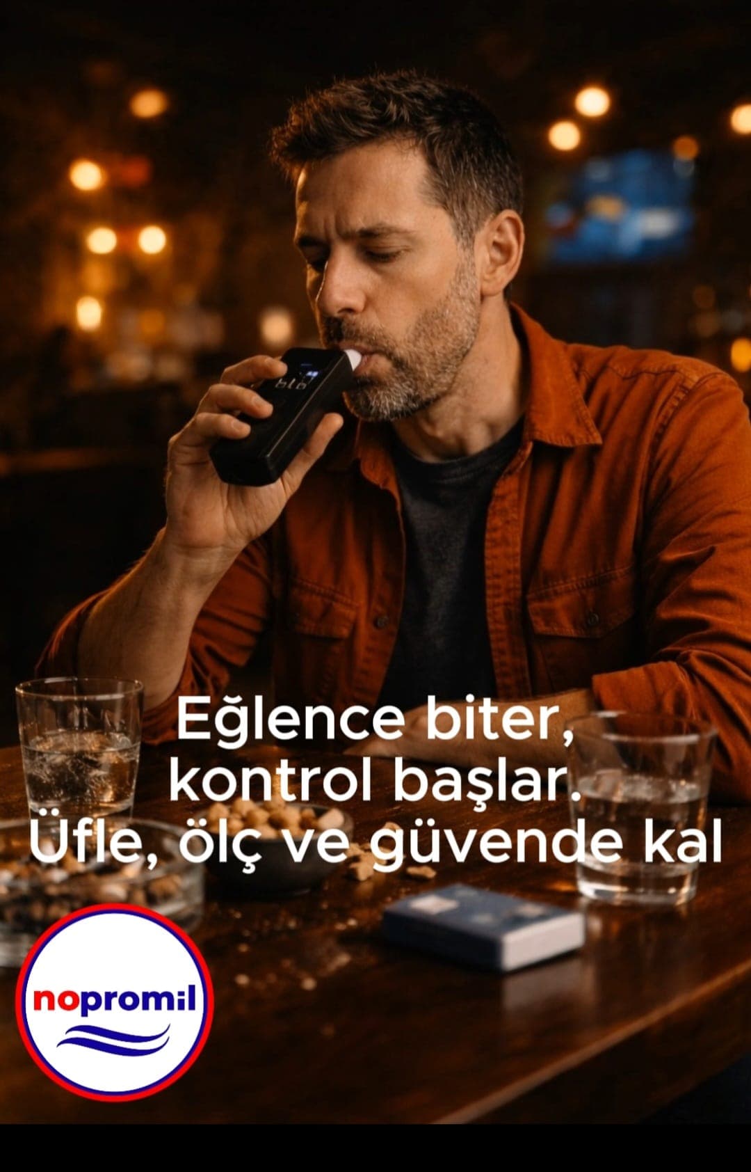 Bir kişinin kişisel alkol analiz cihazı kullanması